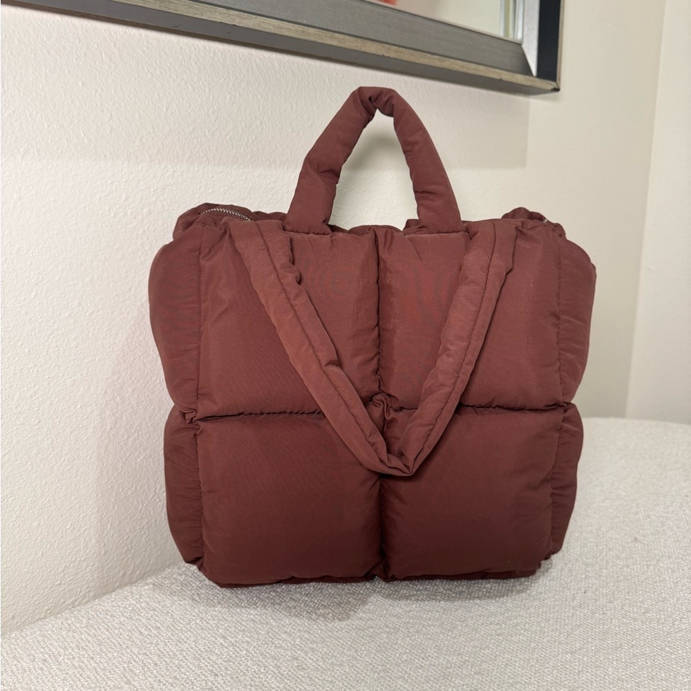 MyMumMadeIt Puffer Brown Tote Bag New - Picture 3 of 9